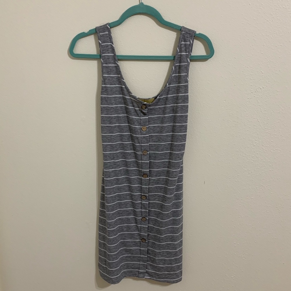 Grey and White Ribbed Bodycon Dress